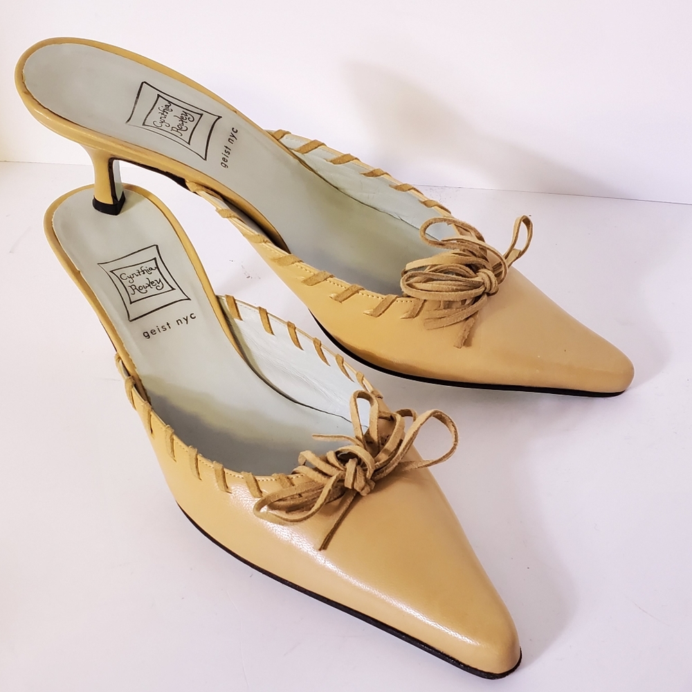 Cynthia Rowley Nude Kitten Heel Slip on Mules